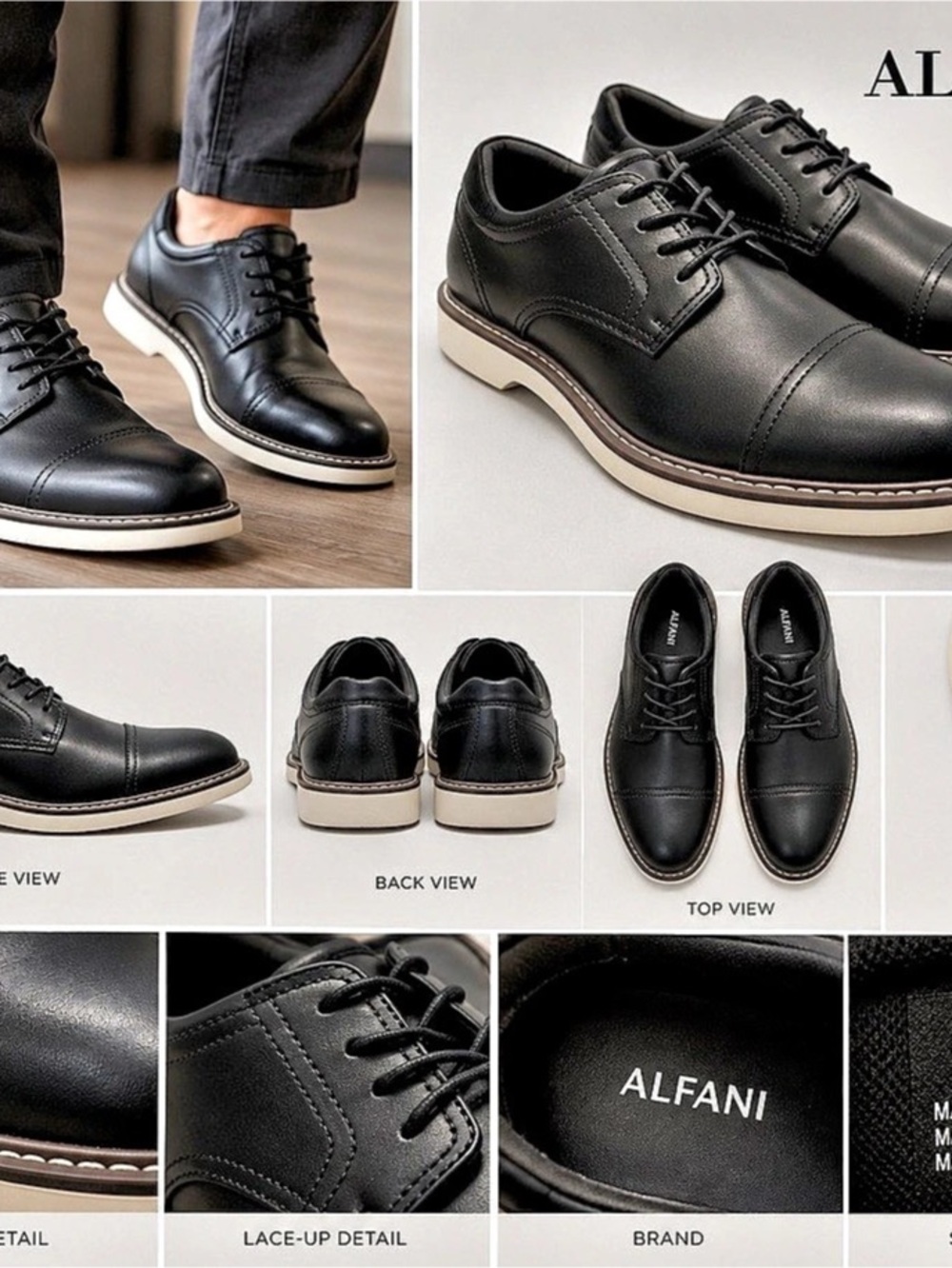 Alfani Theo Cap Toe Oxford Men's Black & White US 10 - never worn